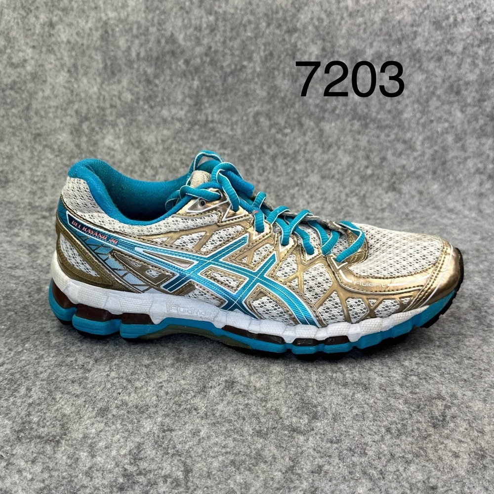 ASICS Gel Kayano 20 Anniversary Womens 7.5 Running Shoes Blue White Silver T3N7N
